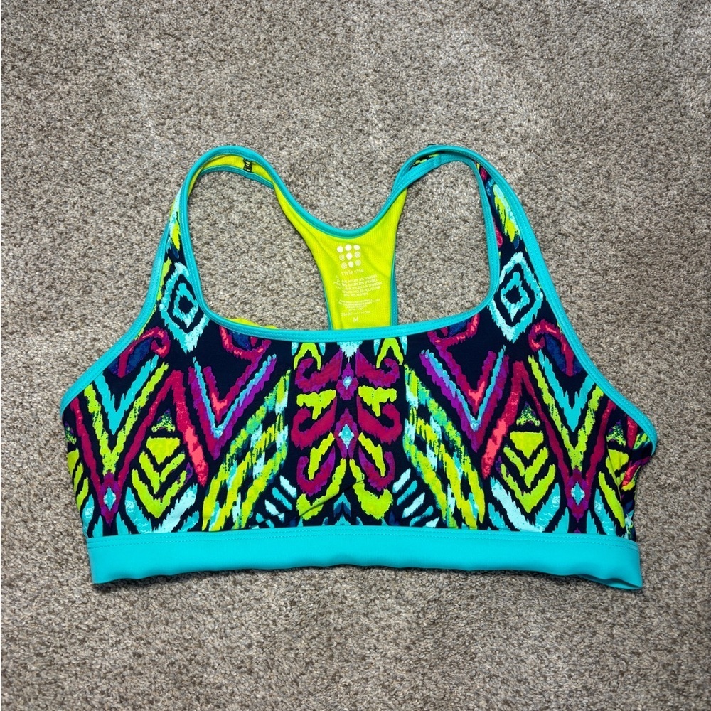 Title Nine Geometric Sports Bra Medium Lightly Padded